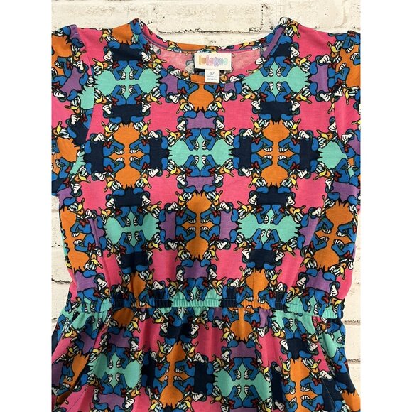 LulaRoe Disney Mae Kids Dress Donald Duck With Pockets Size 12 - Picture 2 of 4